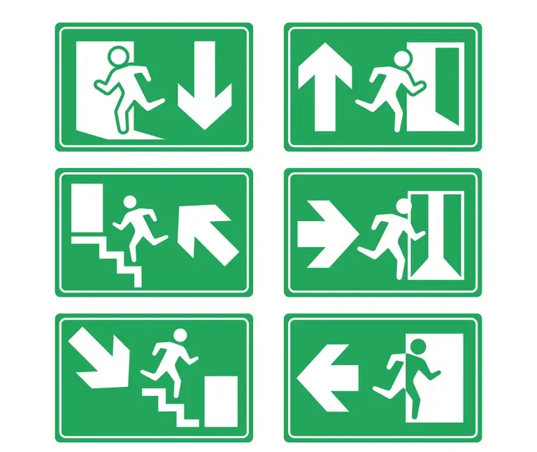 Placas de sinalização de emergência